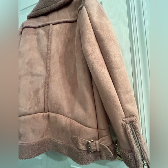 Loft Faux Pink Suede Aviator Jacket Size S - Picture 8 of 13